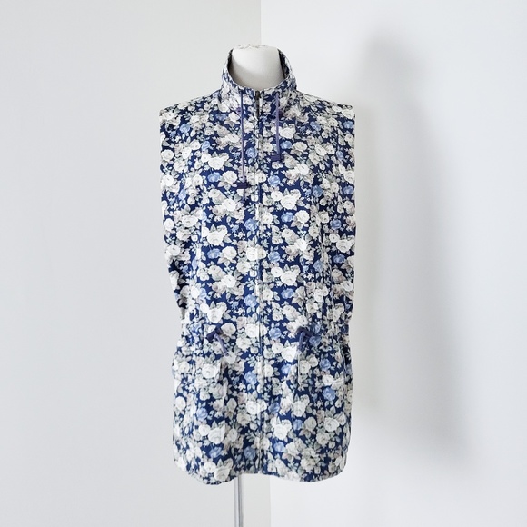 Vintage Floral vest long waist ties sleeveless 90s - Picture 2 of 7